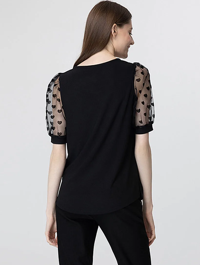 Flocked Heart Sleeves Crystal Crepe Blouse sold by 89th & Madison product image thumbnail 2