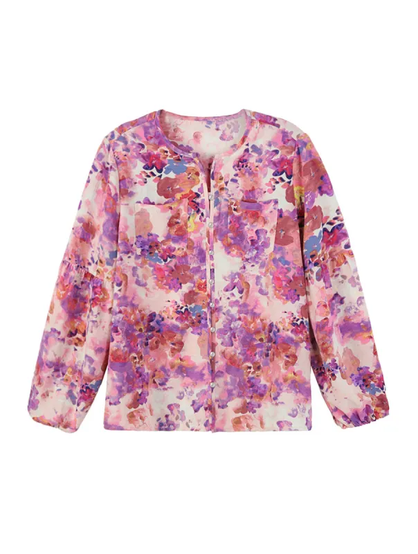 Floral Pocket Puff Sleeve Blouse sold by 89th & Madison