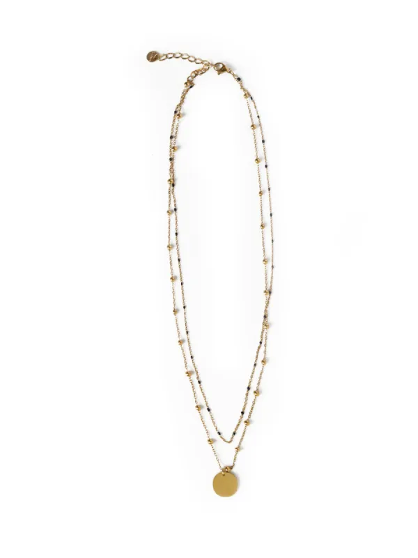 Layered Necklace With Circle Pendant sold by 89th & Madison