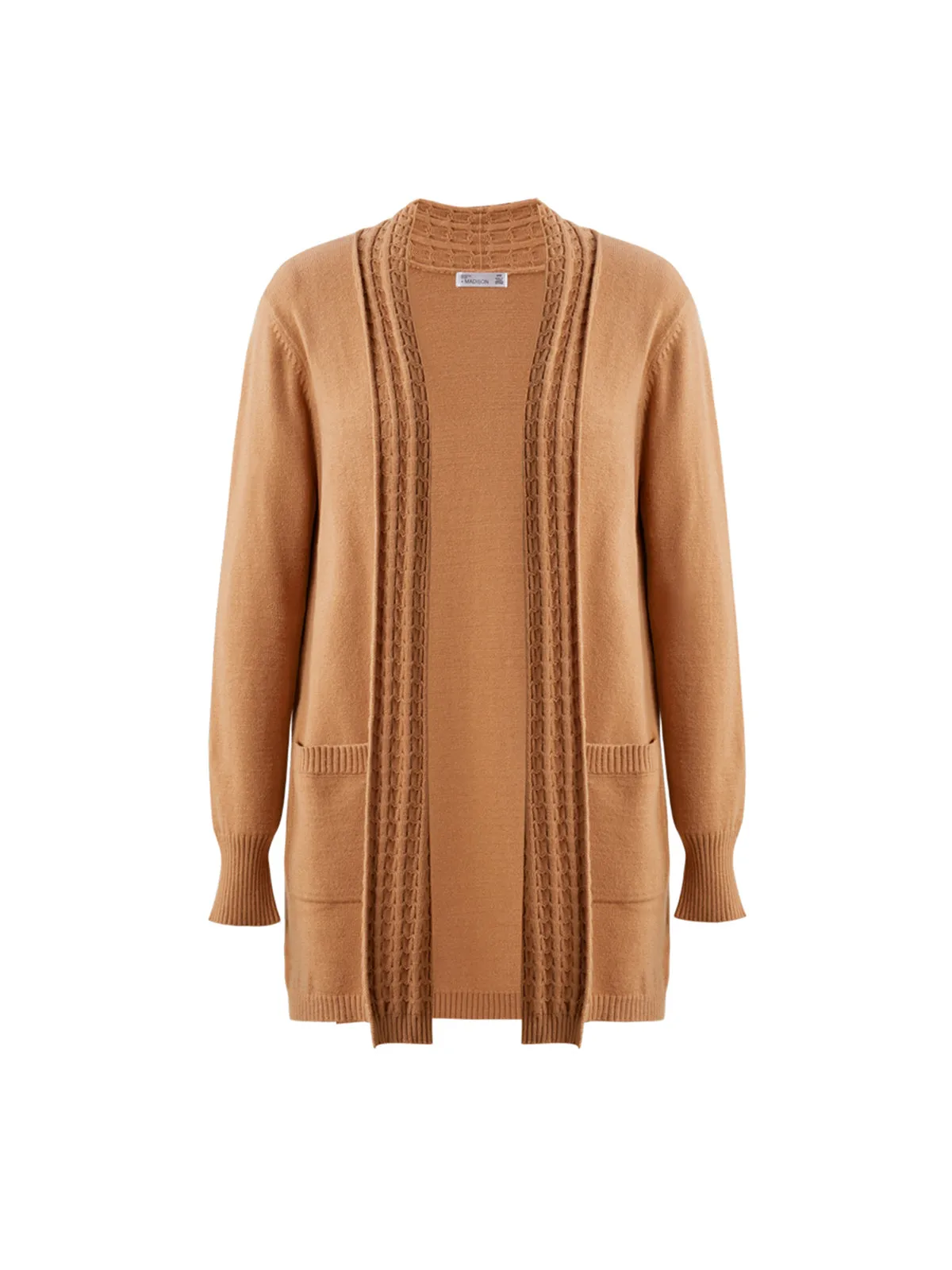 Wide Cable Placket Open Cardigan sold by 89th & Madison