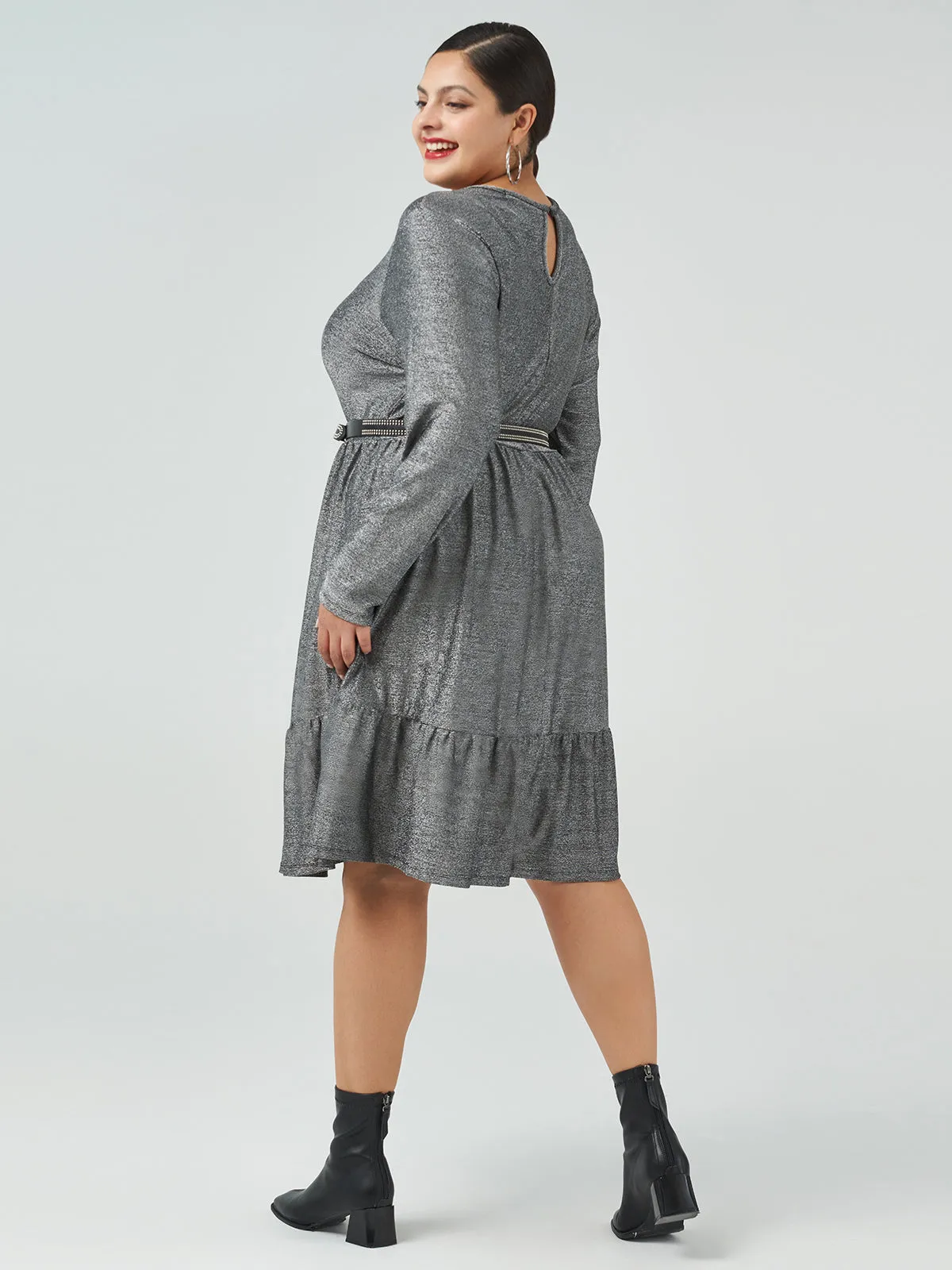 Plus Scoop Neck Long Sleeve Empire Waist Dress sold by 89th & Madison product image thumbnail 2