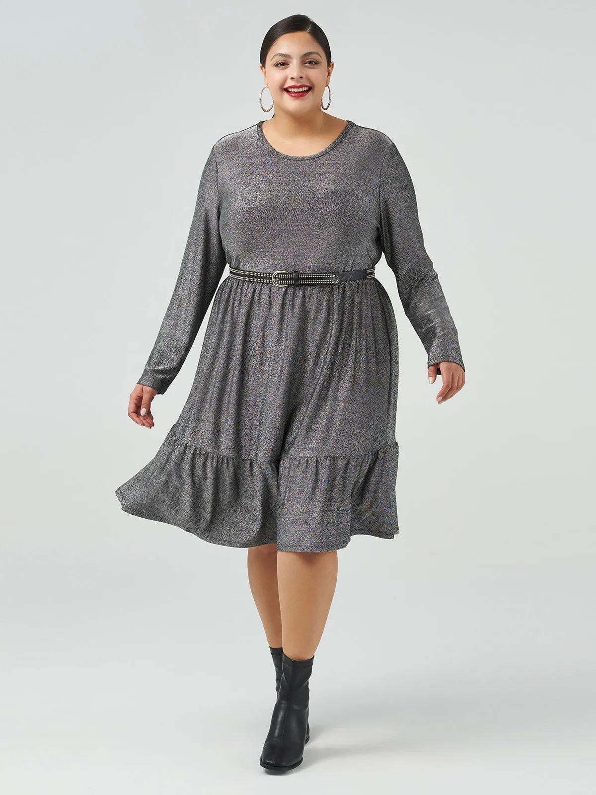 Plus Scoop Neck Long Sleeve Empire Waist Dress sold by 89th & Madison