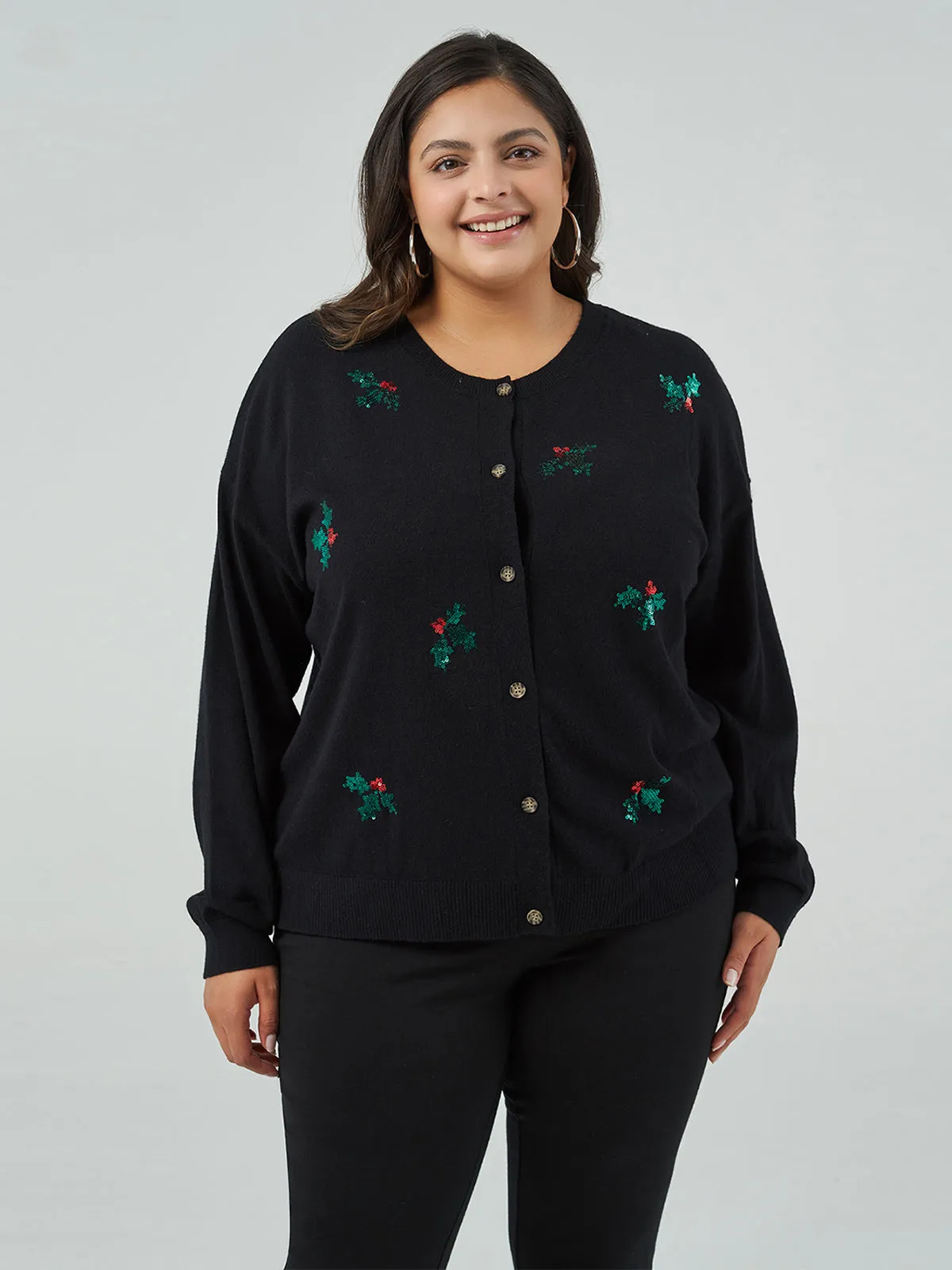 Plus Embroidered Sequin Cardigan sold by 89th & Madison