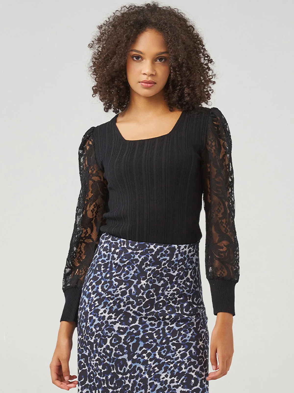 Square Neck Lace patchwork pullover sold by 89th & Madison