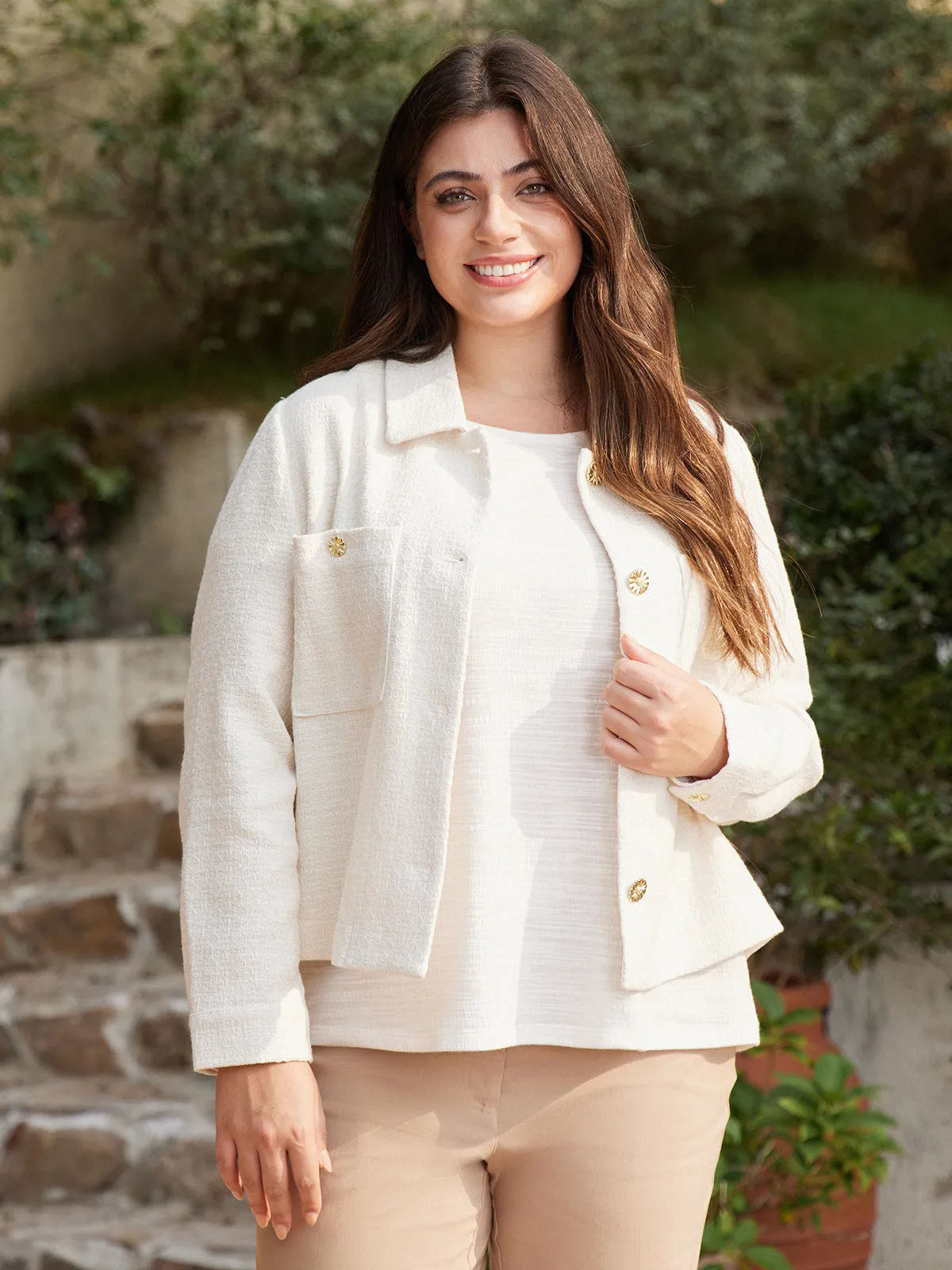 Plus Collared Tweed Jacket sold by 89th & Madison