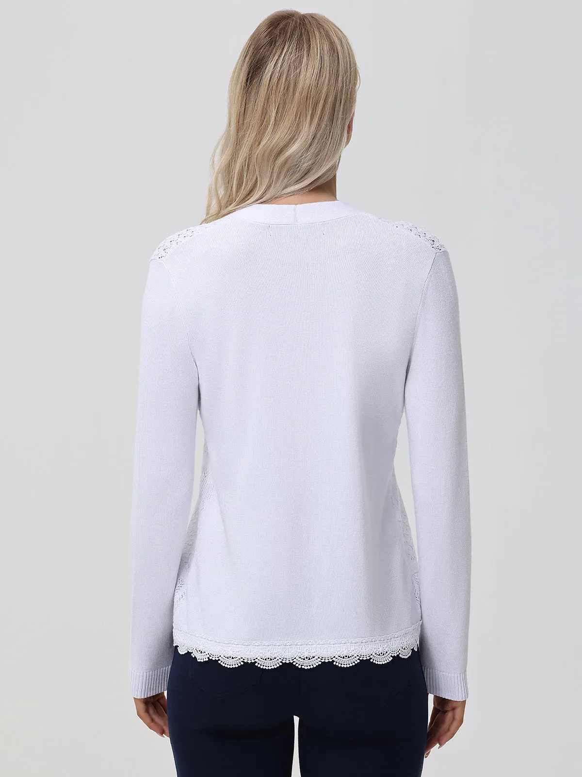 Pointelle Lace Ruffle Open Cardigan sold by 89th & Madison product image thumbnail 2