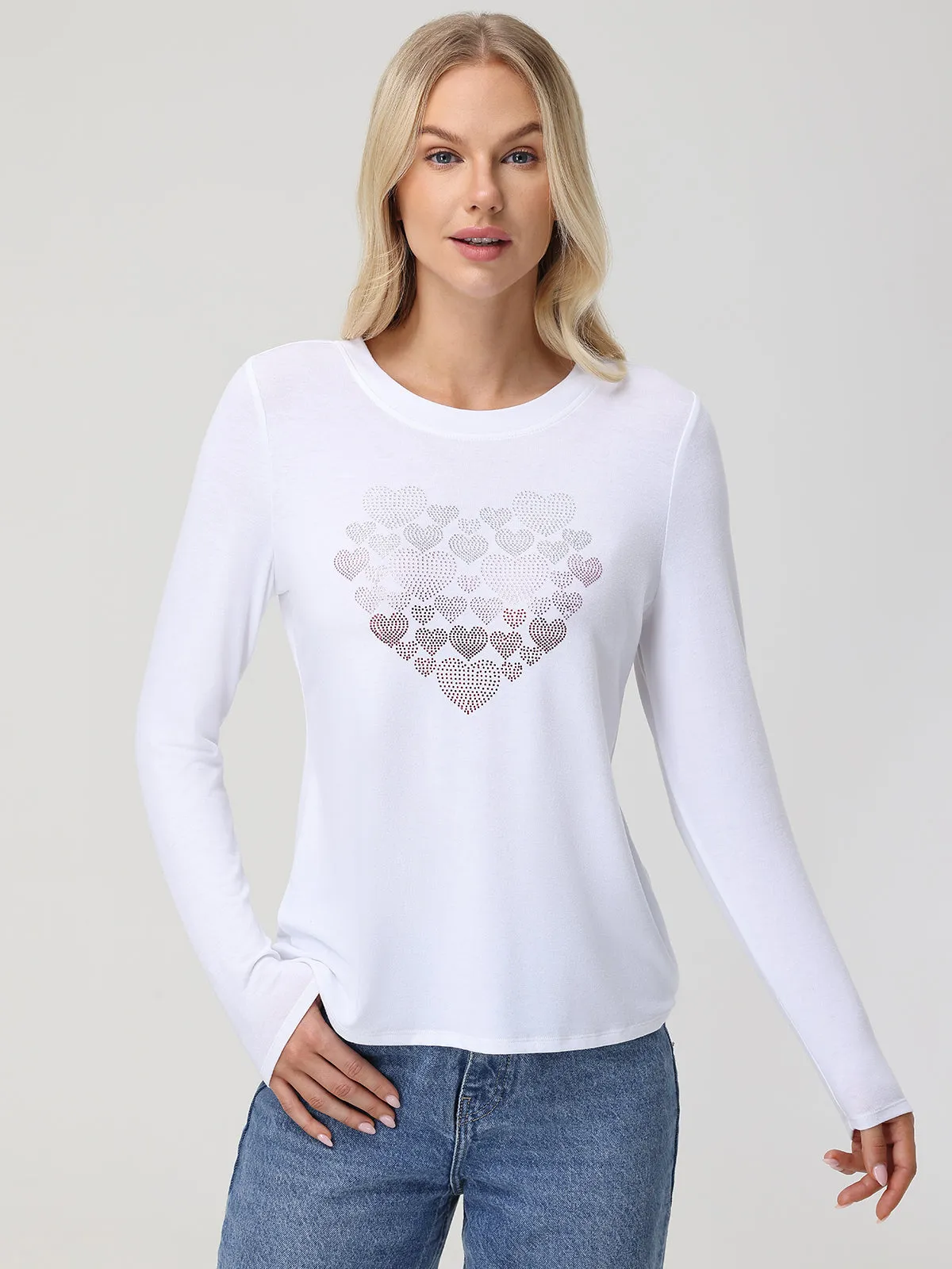 Ombre Hearts Rhinestone Tee sold by 89th & Madison