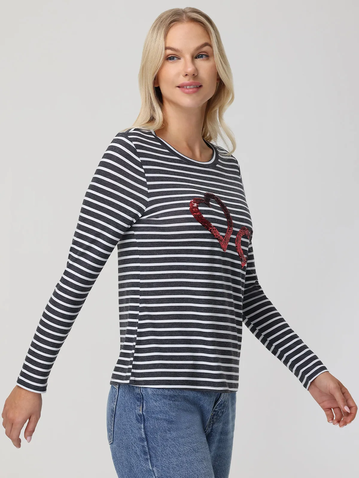 Sequin Hearts Stripe Tee sold by 89th & Madison product image thumbnail 3