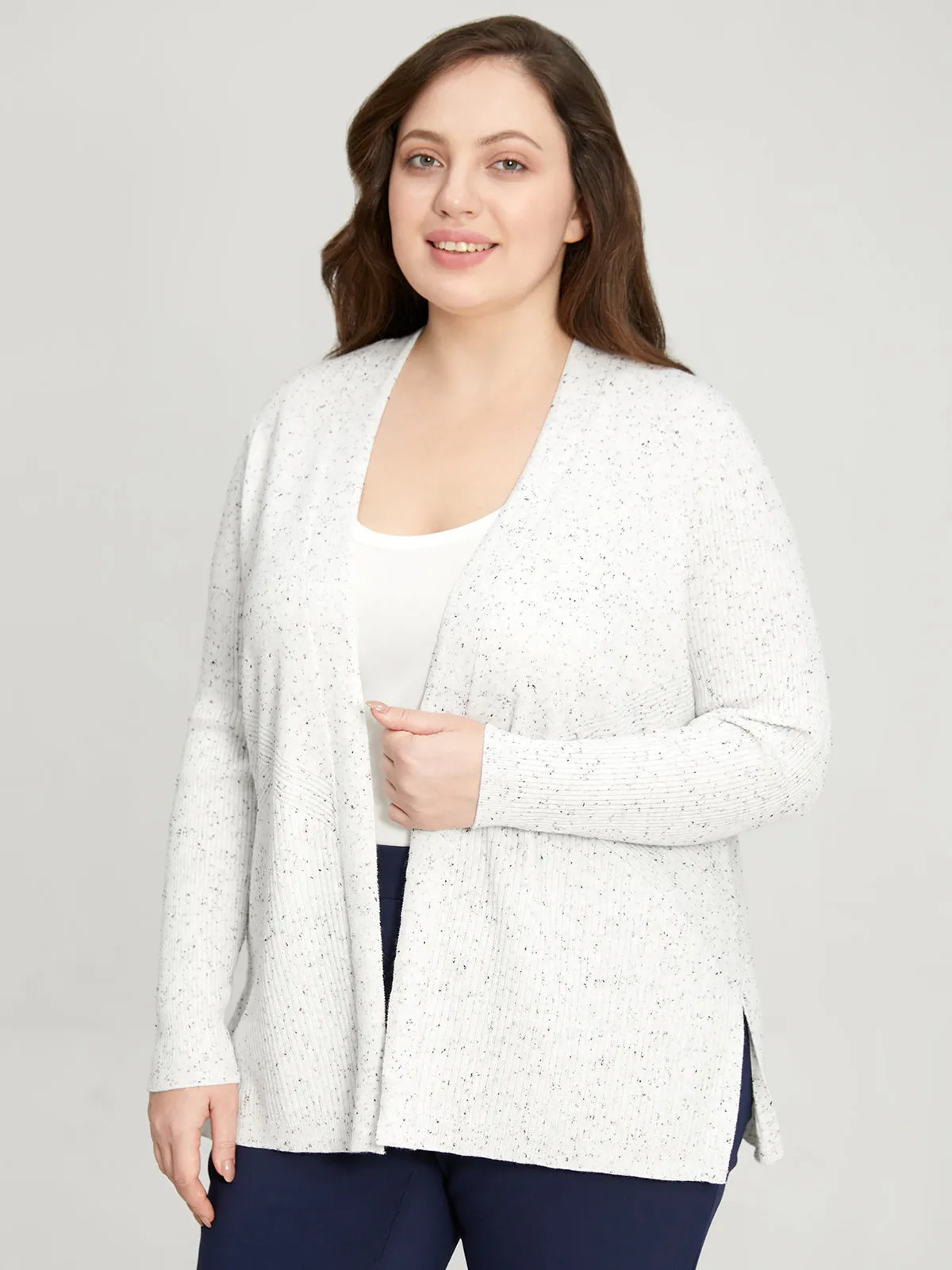 Plus Fleck Directional Rib Open Cardigan sold by 89th & Madison product image thumbnail 3