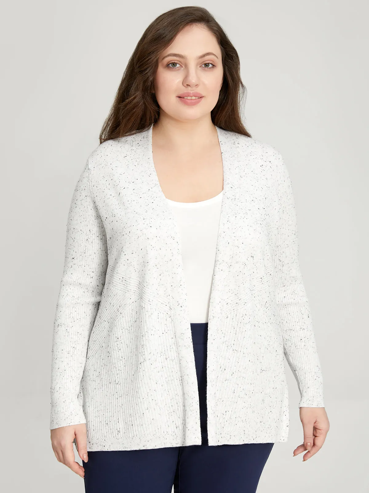 Plus Fleck Directional Rib Open Cardigan sold by 89th & Madison