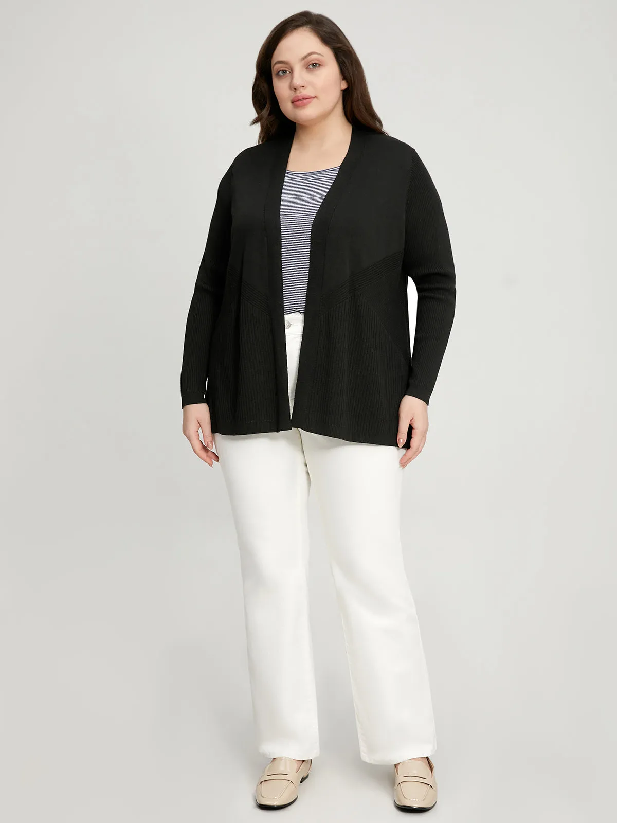 Plus Directional Rib Open Cardigan sold by 89th & Madison product image thumbnail 5