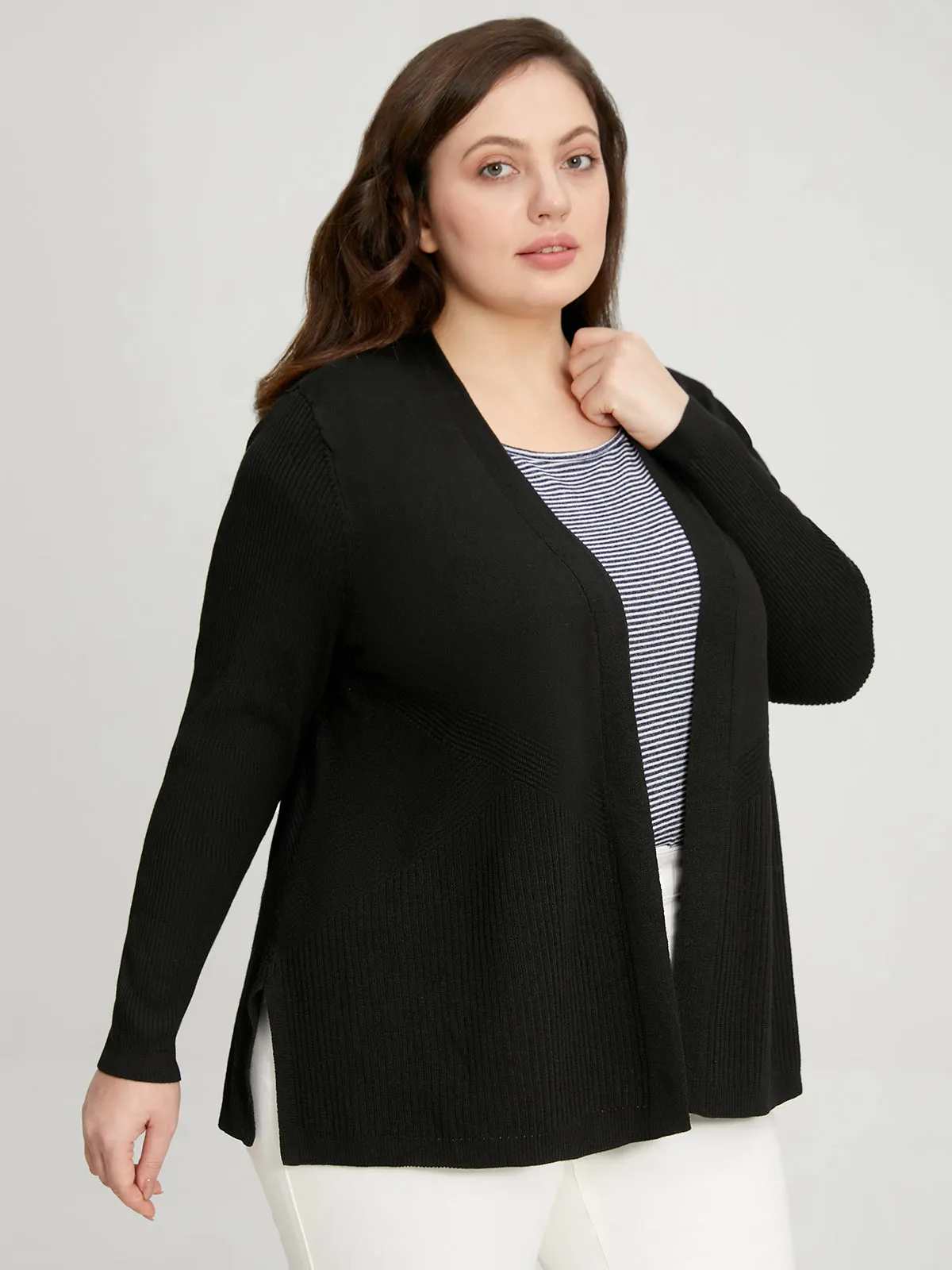Plus Directional Rib Open Cardigan sold by 89th & Madison product image thumbnail 3