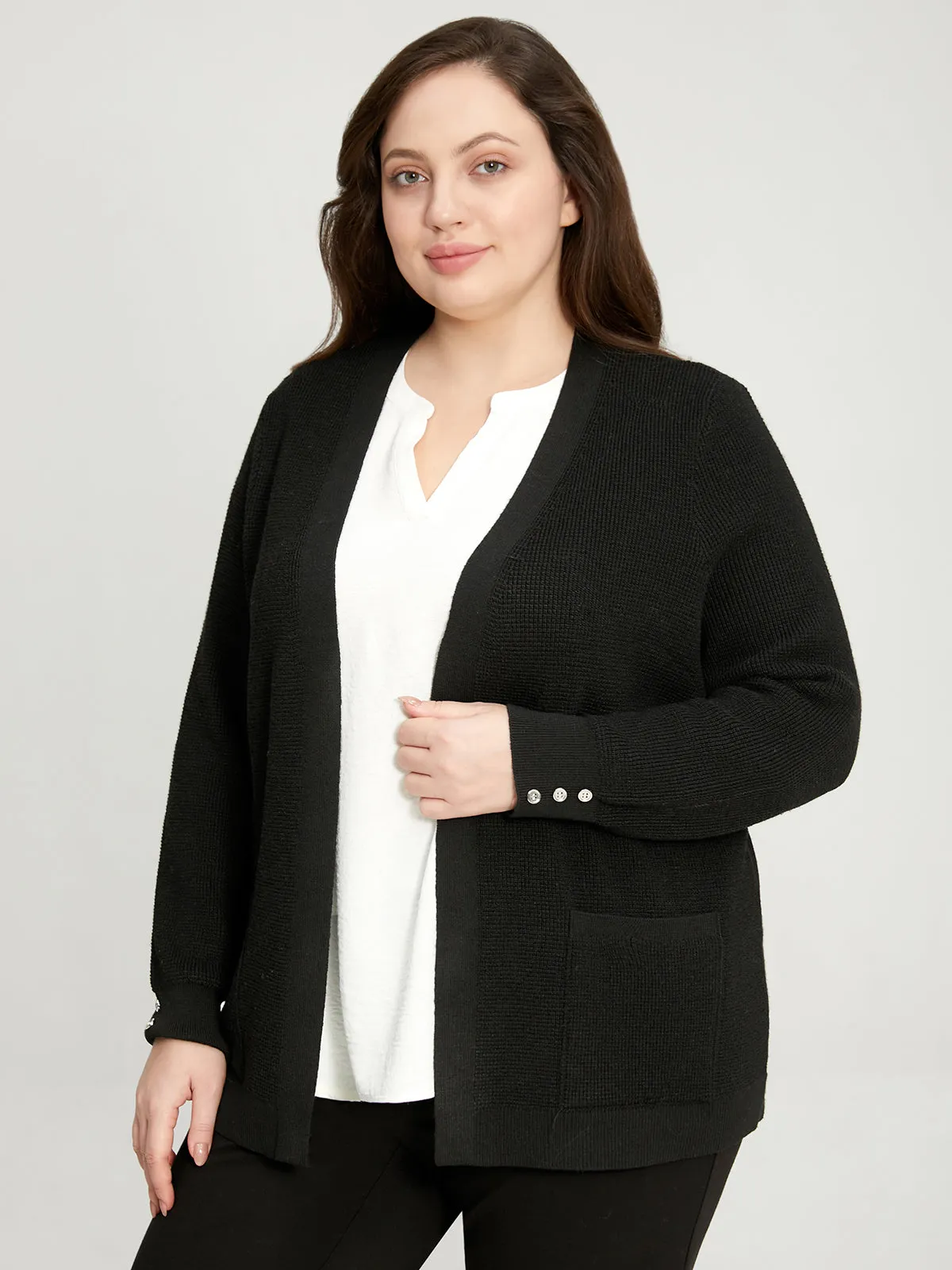 Plus Waffle Stitch Cardigan sold by 89th & Madison product image thumbnail 3