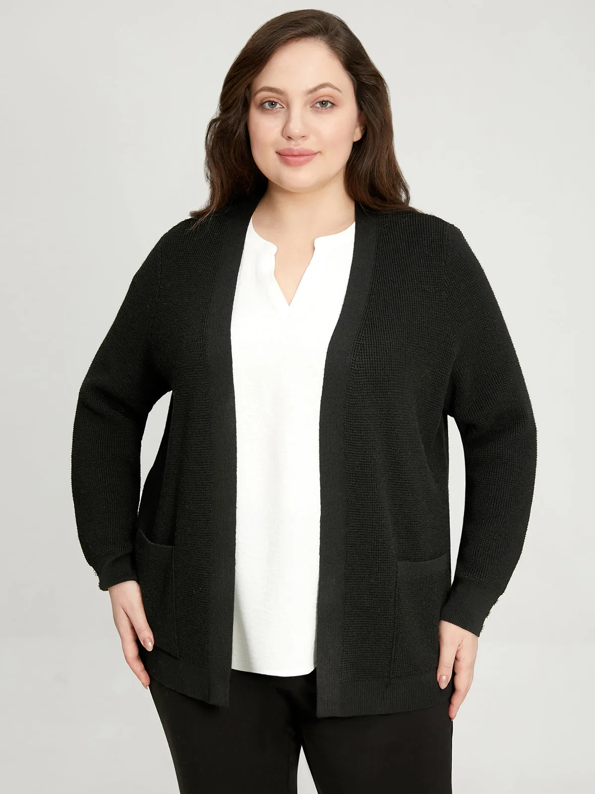 Plus Waffle Stitch Cardigan sold by 89th & Madison