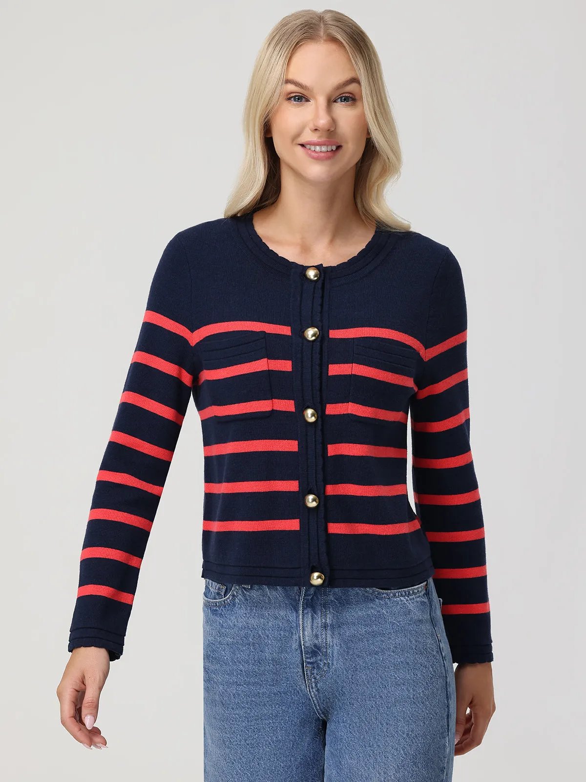 Stripe Button Front Cardigan sold by 89th & Madison product image thumbnail 3