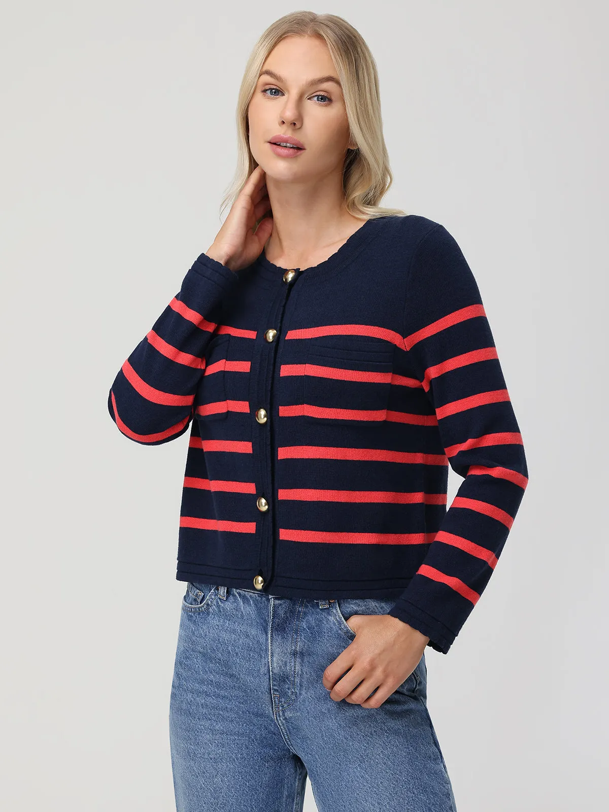 Stripe Button Front Cardigan sold by 89th & Madison product image thumbnail 4