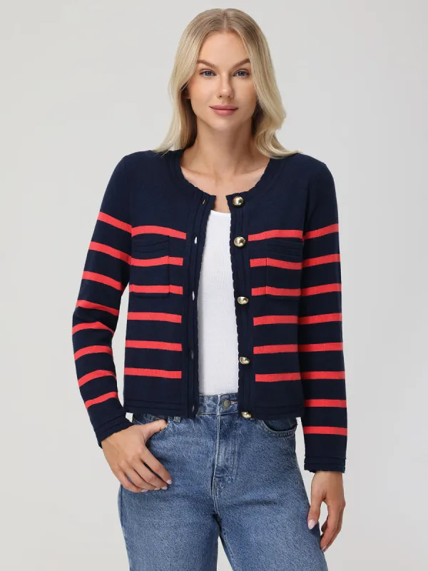 Stripe Button Front Cardigan sold by 89th & Madison