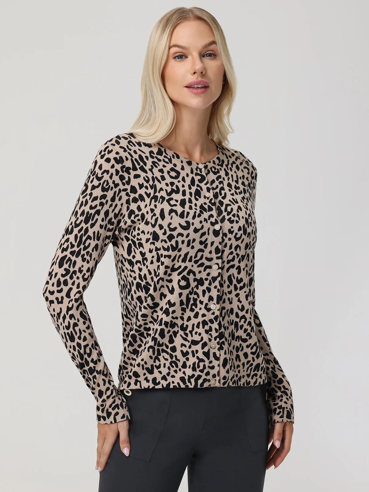 Leopard Button Front Cardigan sold by 89th & Madison product image thumbnail 3