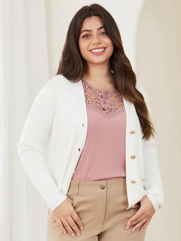 Plus Pointelle Rib Button Up Cardigan sold by 89th & Madison