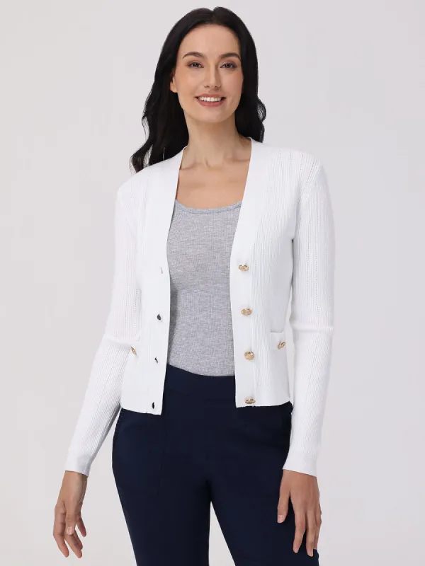 Pointelle Rib Button Up Cardigan sold by 89th & Madison