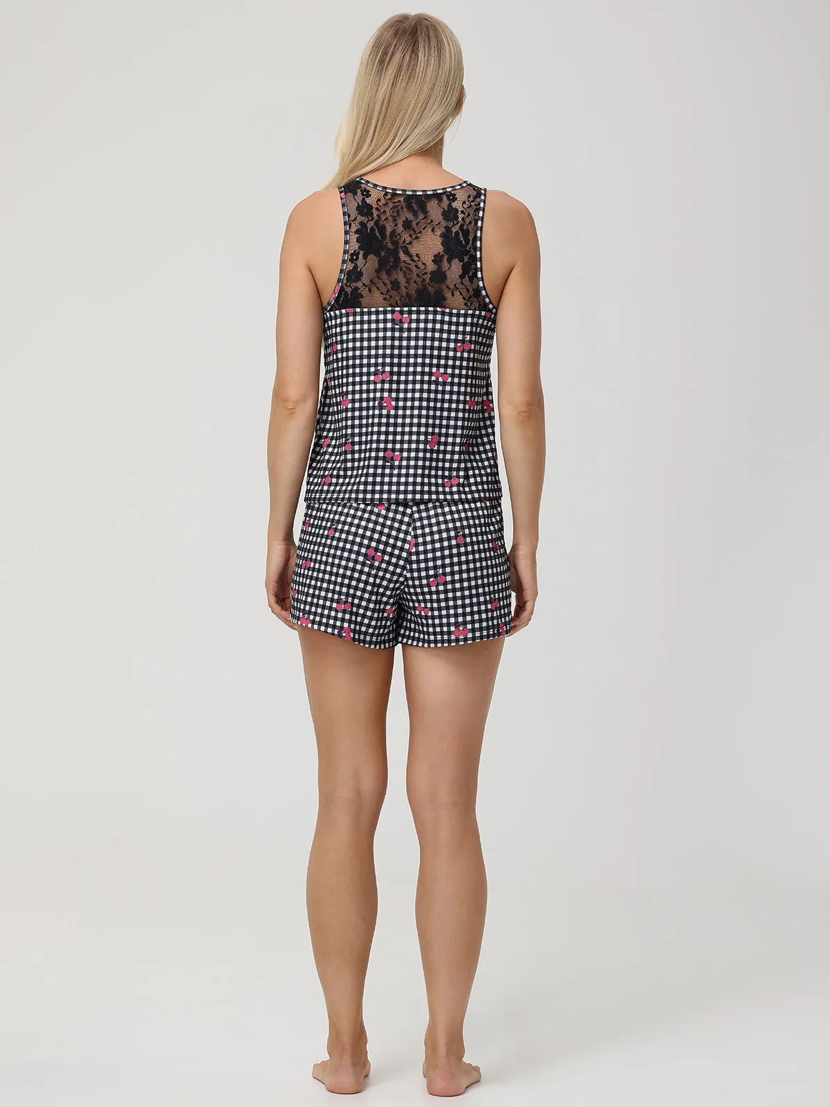 Cherry Print Plaid Short Pajama Set sold by 89th & Madison product image thumbnail 2