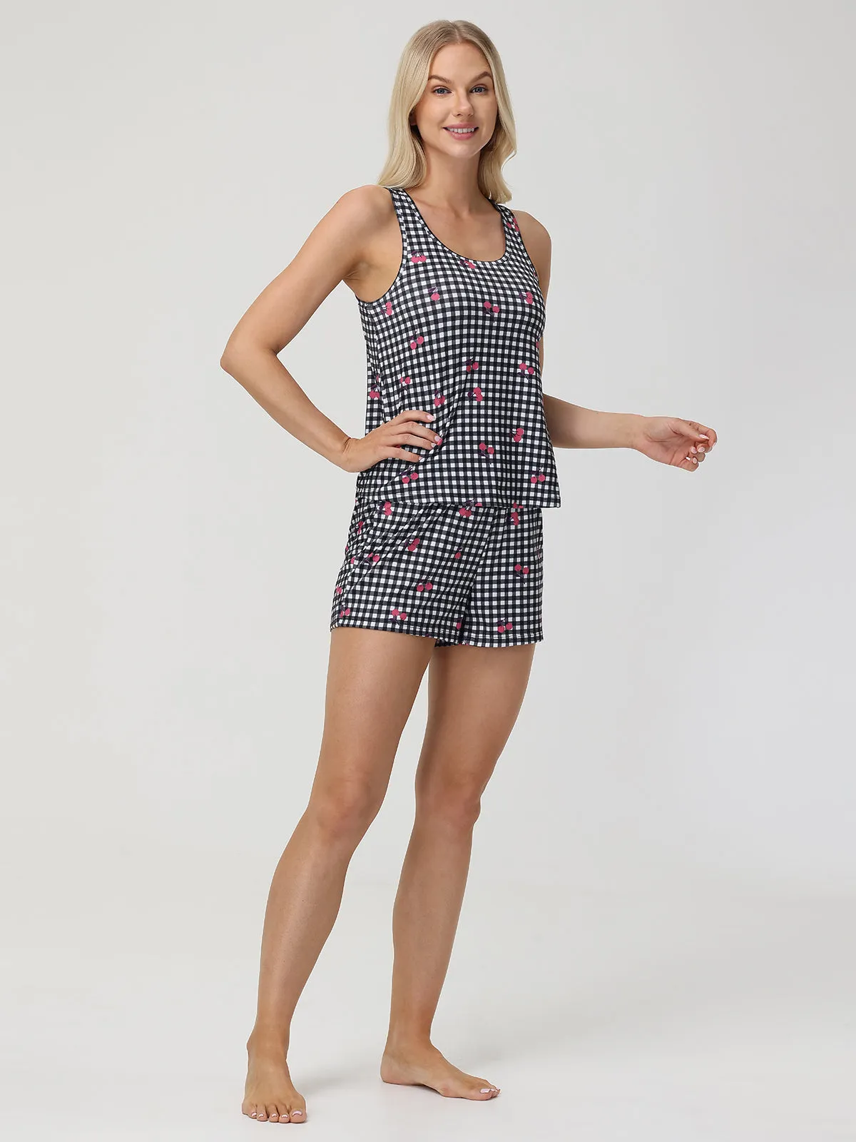 Cherry Print Plaid Short Pajama Set sold by 89th & Madison product image thumbnail 4