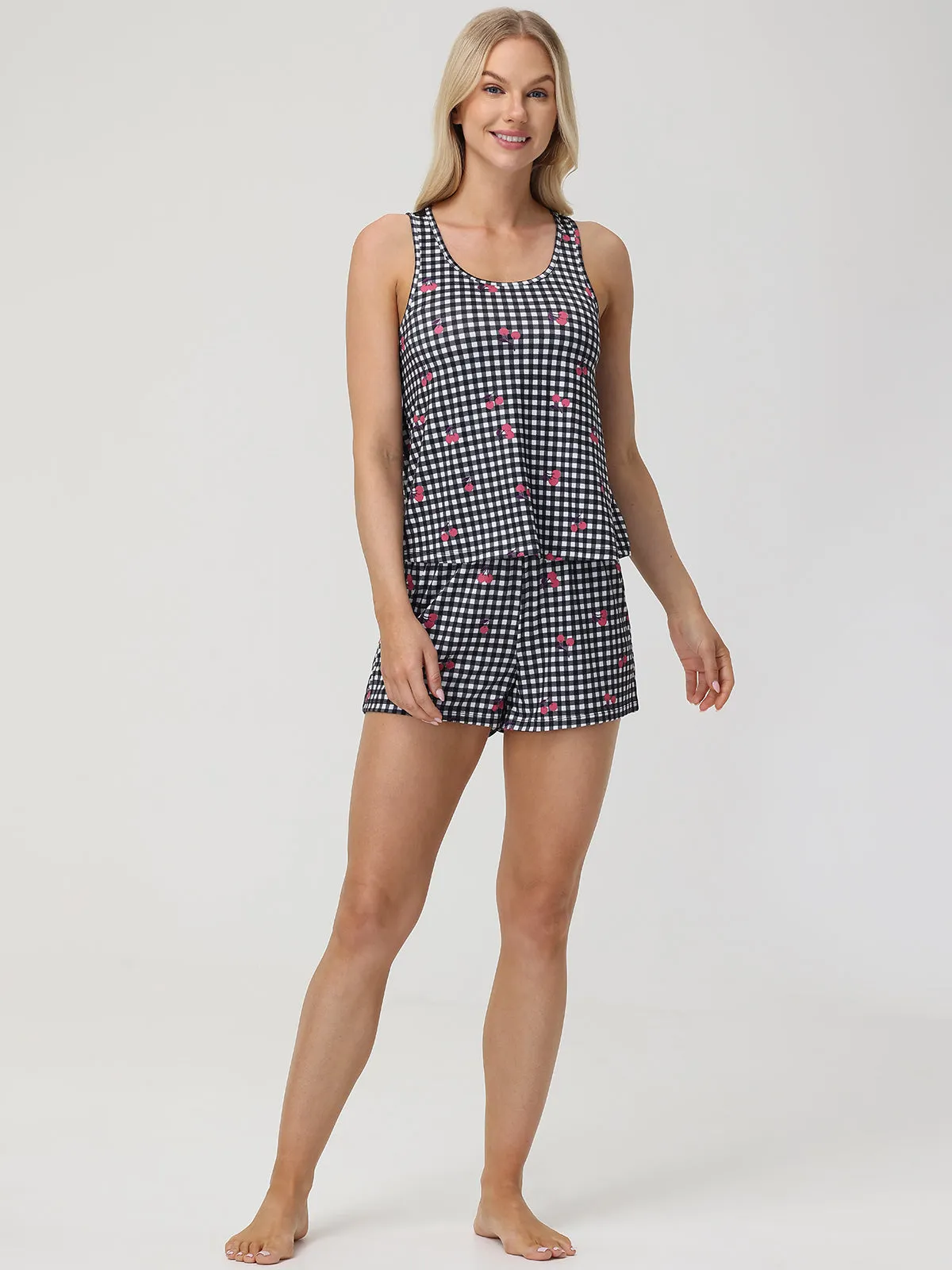 Cherry Print Plaid Short Pajama Set sold by 89th & Madison product image thumbnail 3