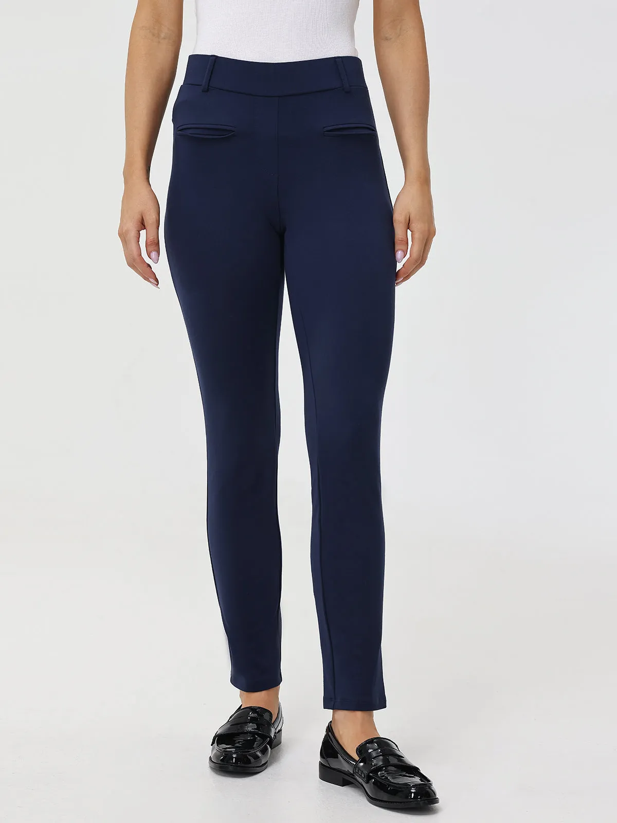 Mid Rise Skinny Pull On Ponte Pants sold by 89th & Madison