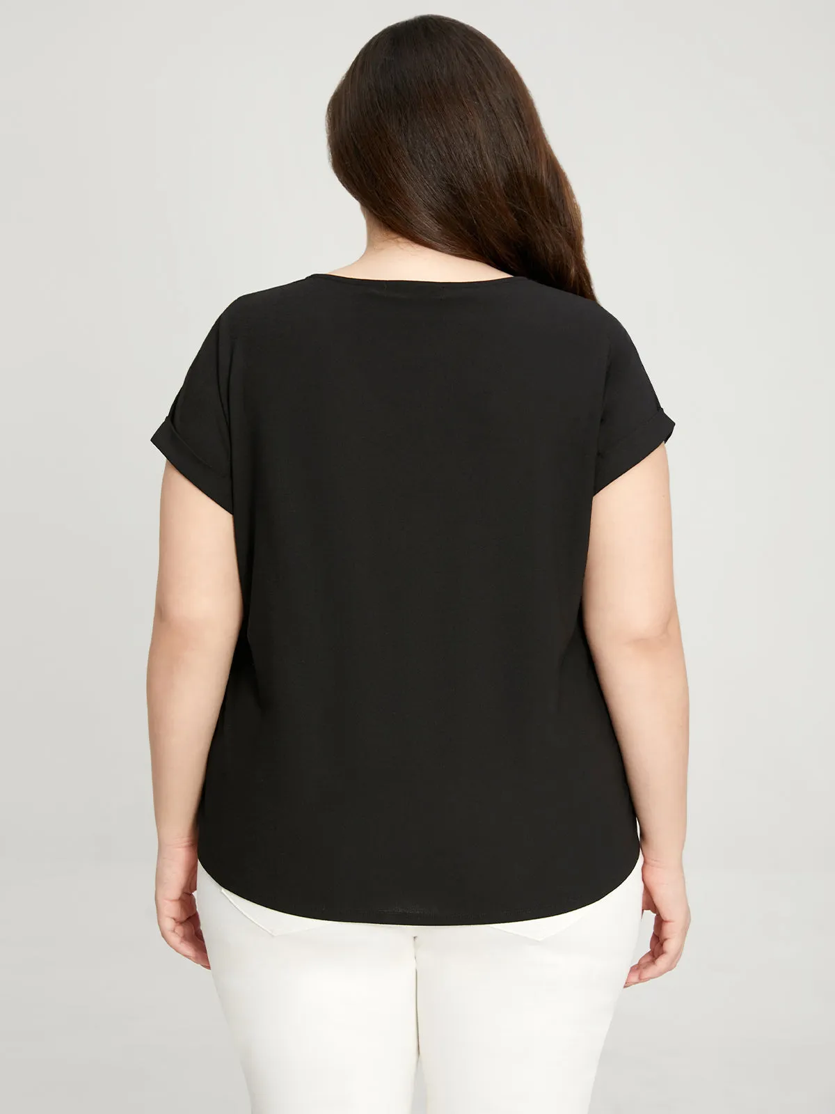 Plus Quarter Zip Lace Trim Dolman Top sold by 89th & Madison product image thumbnail 2