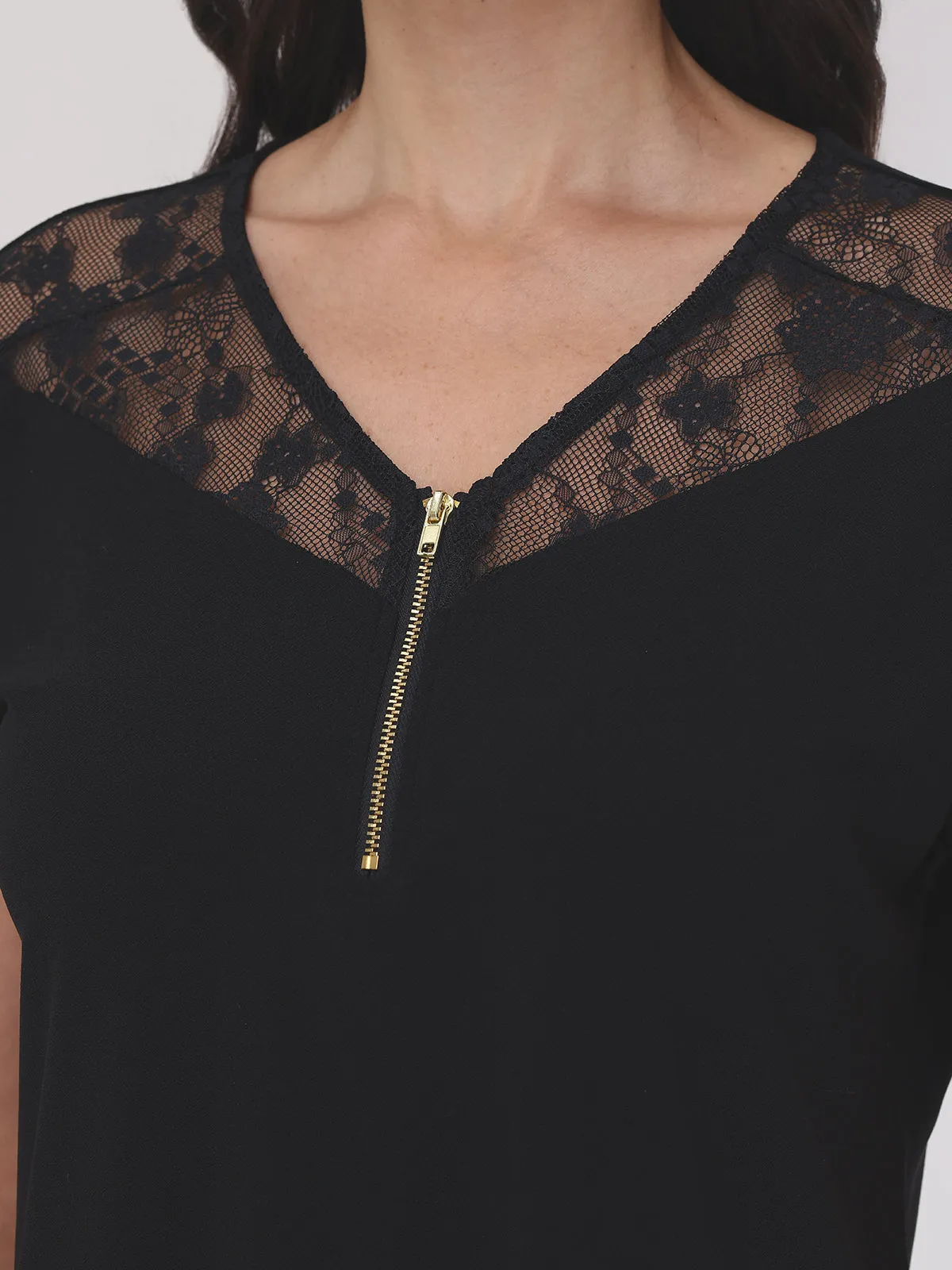 Quarter Zip Lace Trim Dolman Top sold by 89th & Madison product image thumbnail 4