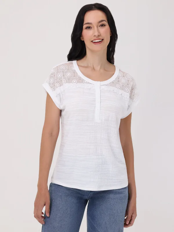 Lace Inset Dolman Sleeve Top sold by 89th & Madison