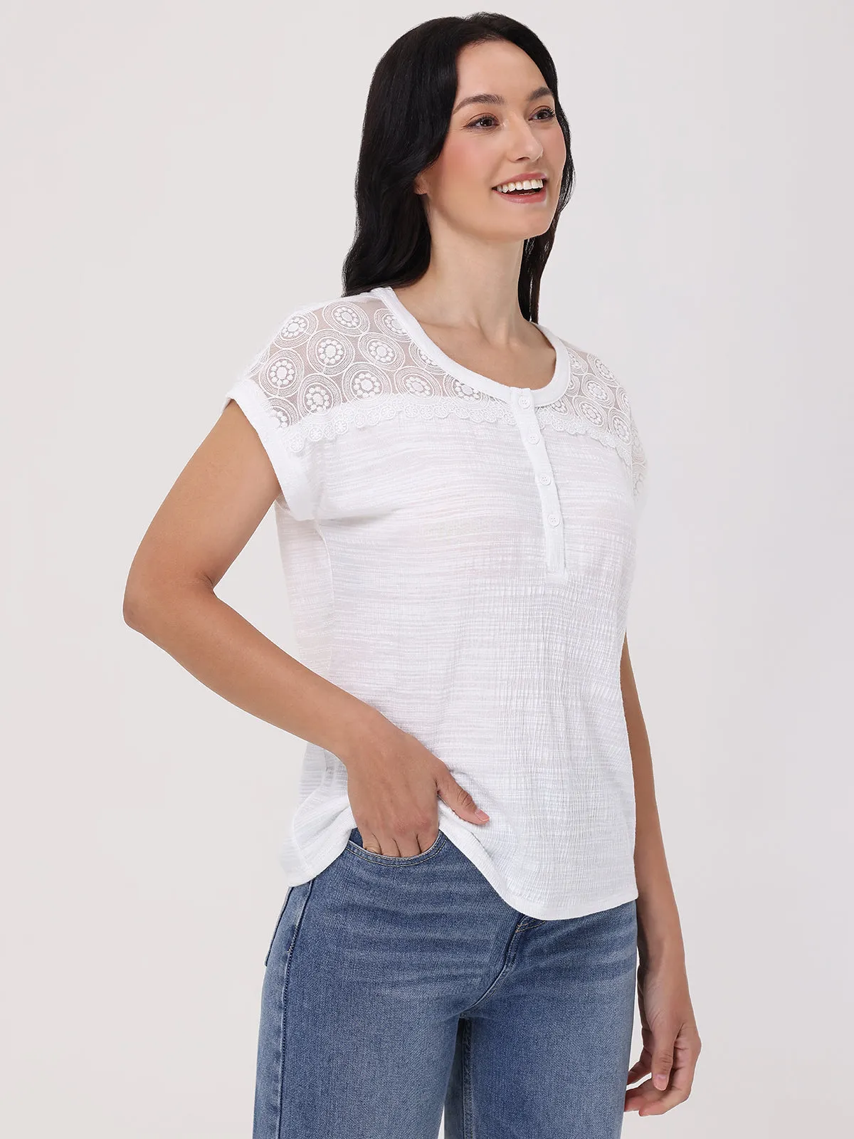 Lace Inset Dolman Sleeve Top sold by 89th & Madison product image thumbnail 3