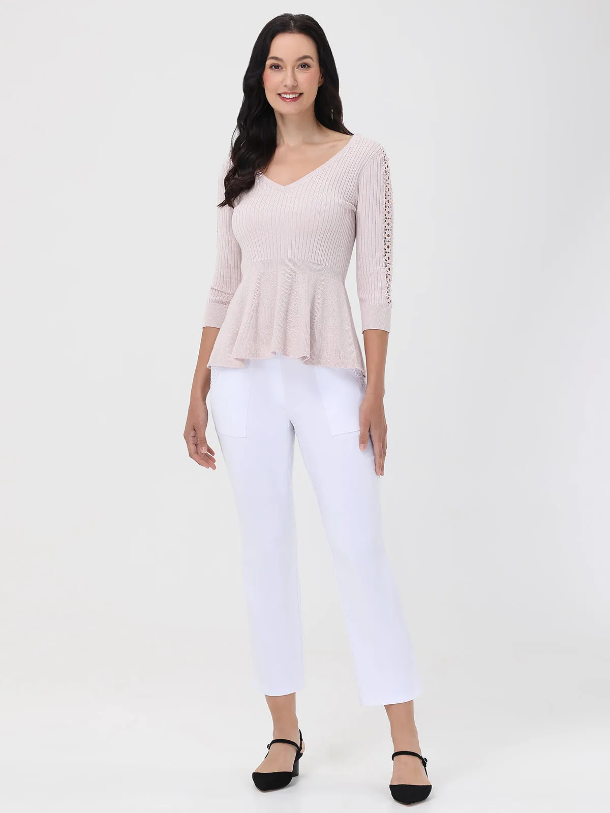 V-Neck Peplum Sweater sold by 89th & Madison product image thumbnail 5