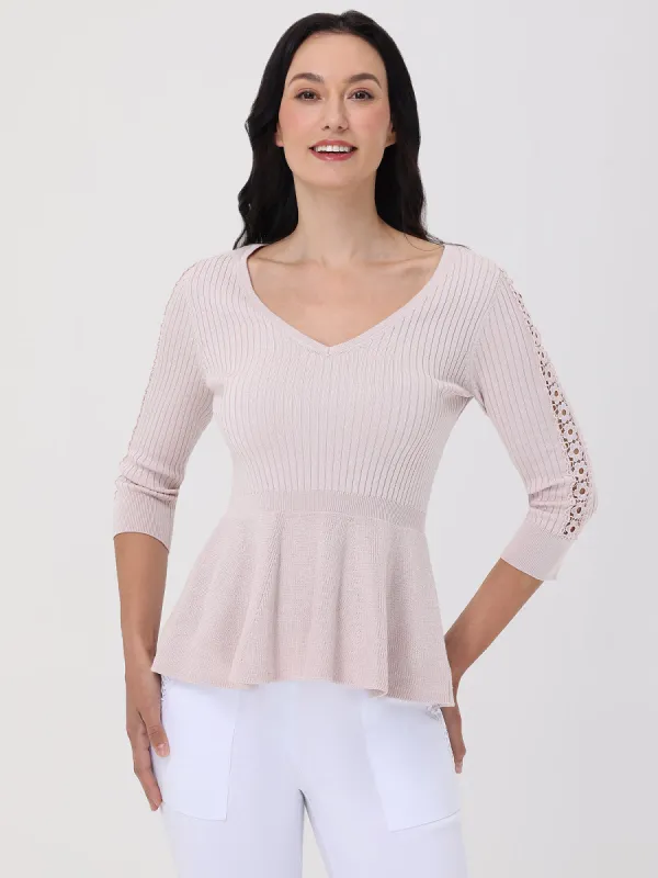 V-Neck Peplum Sweater sold by 89th & Madison