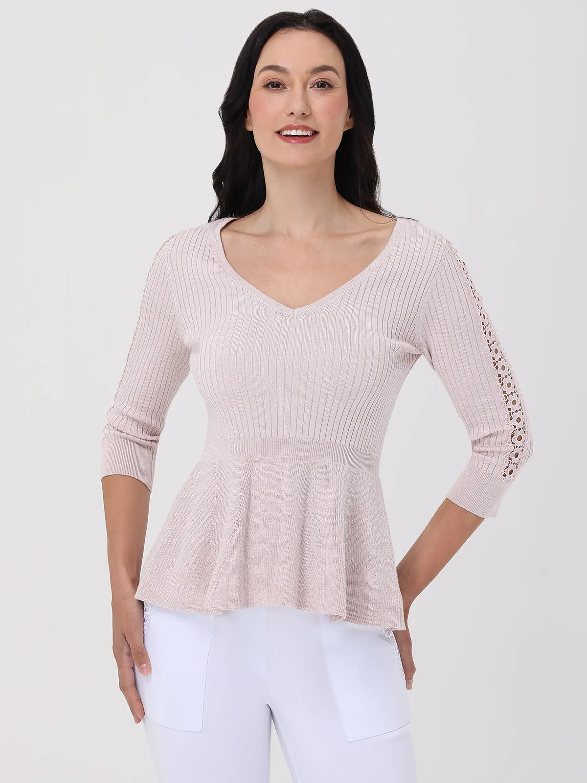 V-Neck Peplum Sweater sold by 89th & Madison