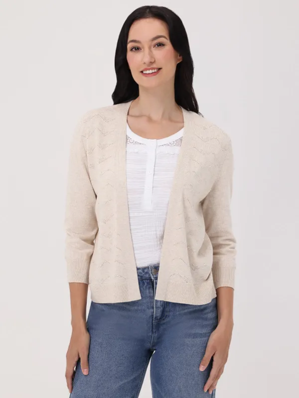 Chevron Pointelle Crop Cardigan sold by 89th & Madison