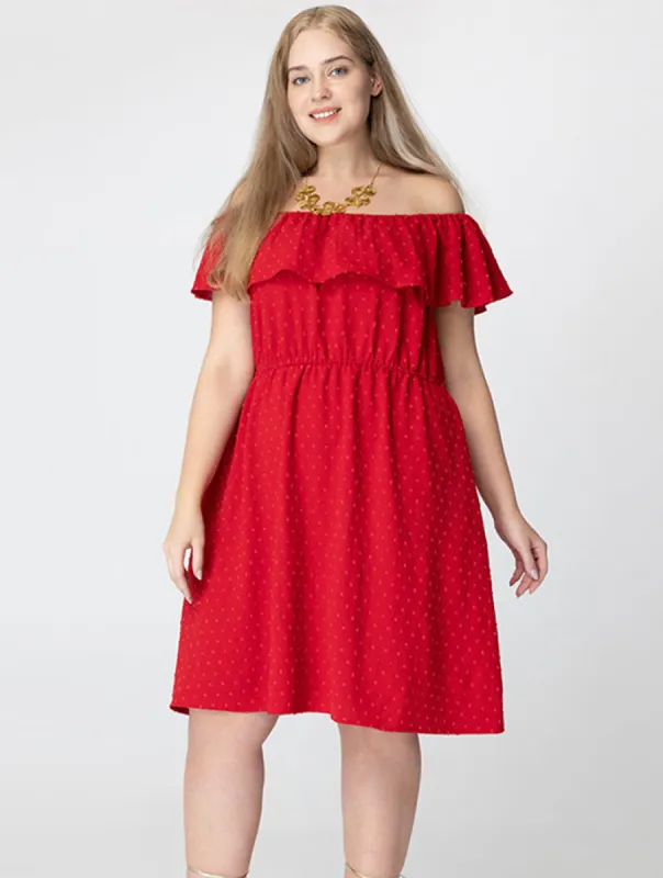 Plus Ruffle Off The Shoulder Dress sold by 89th & Madison