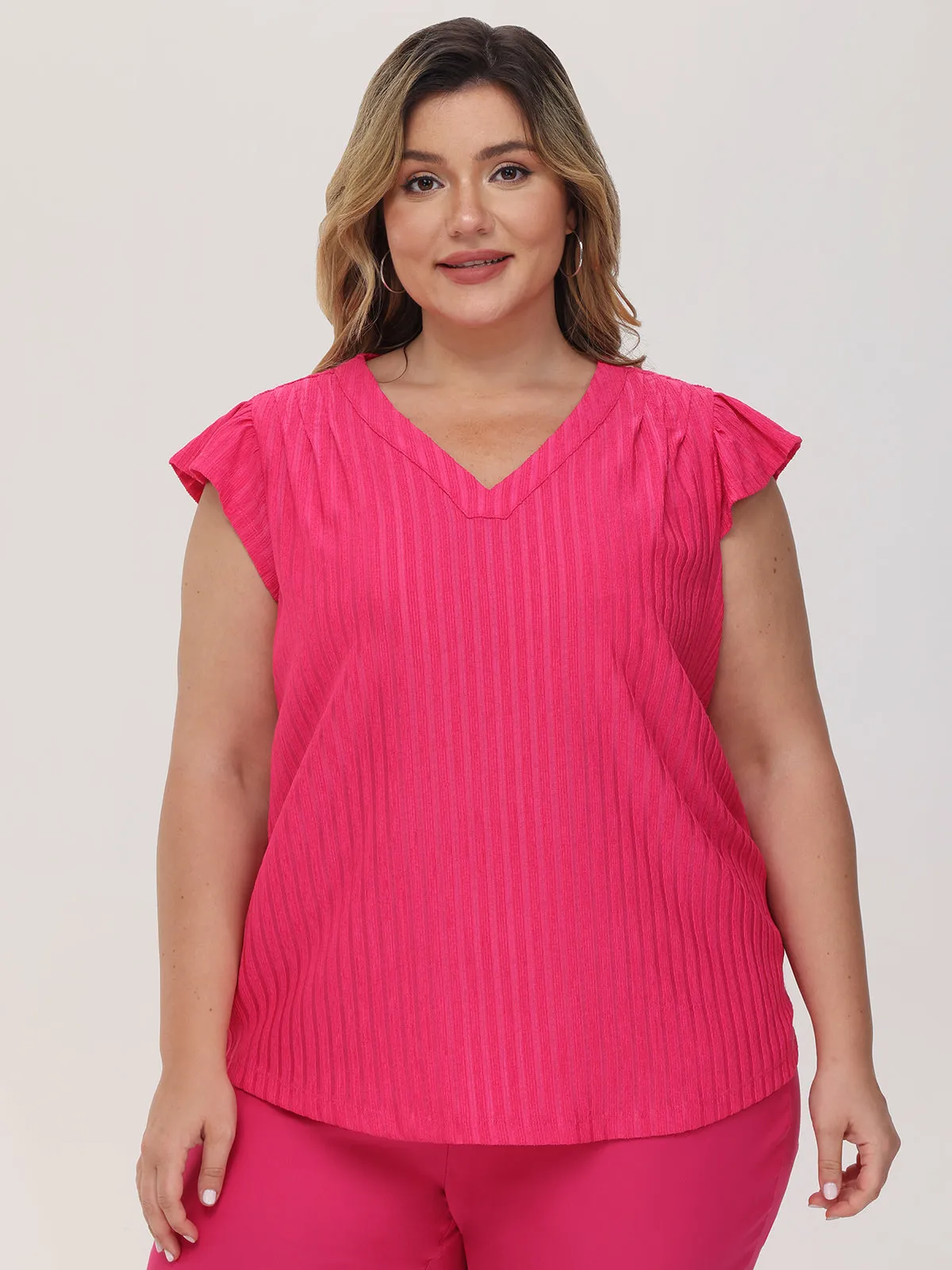 Plus Flutter Sleeve Knit Top sold by 89th & Madison