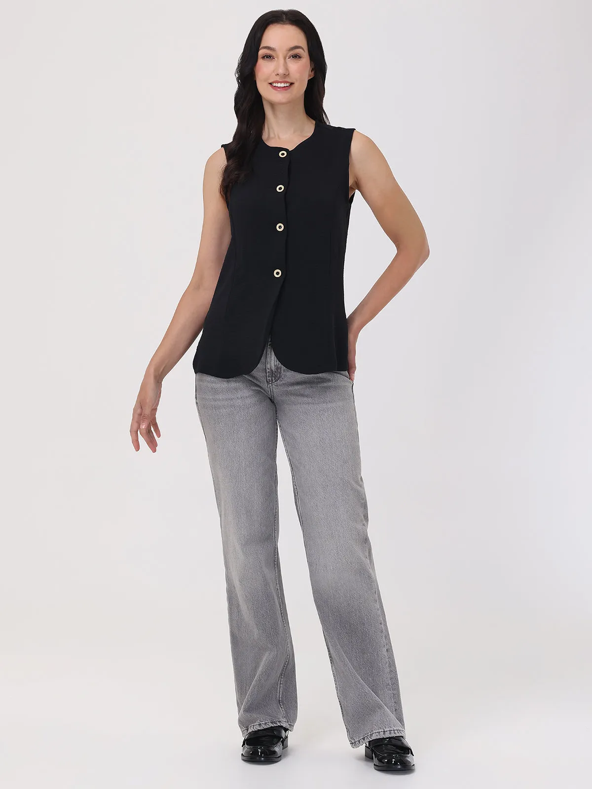 Sleeveless Button Front Vest sold by 89th & Madison product image thumbnail 5