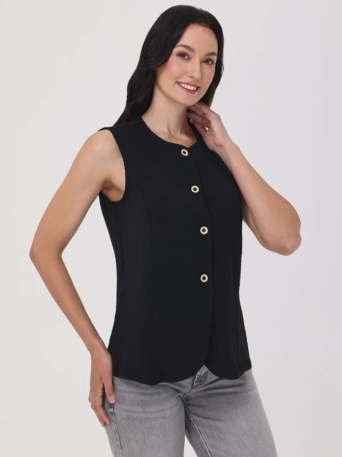 Sleeveless Button Front Vest sold by 89th & Madison product image thumbnail 3