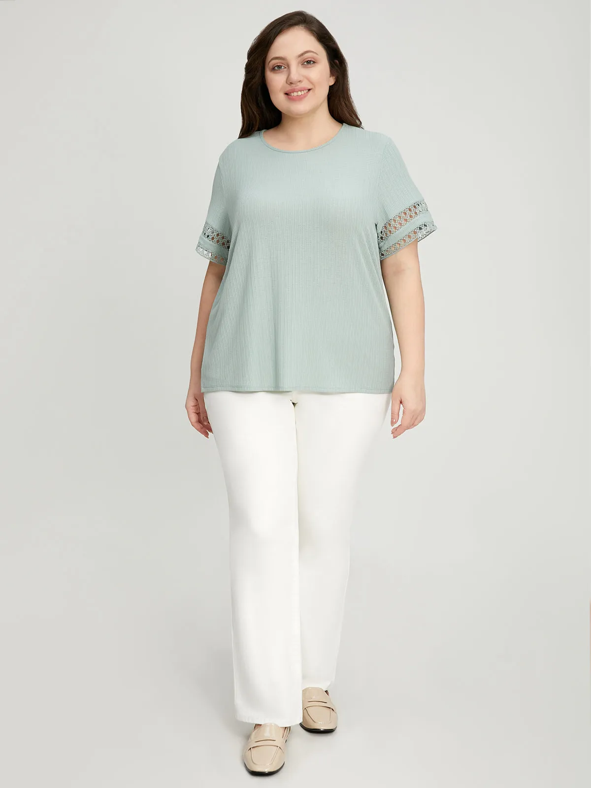 Plus Crewneck Crochet Trim Top sold by 89th & Madison product image thumbnail 5