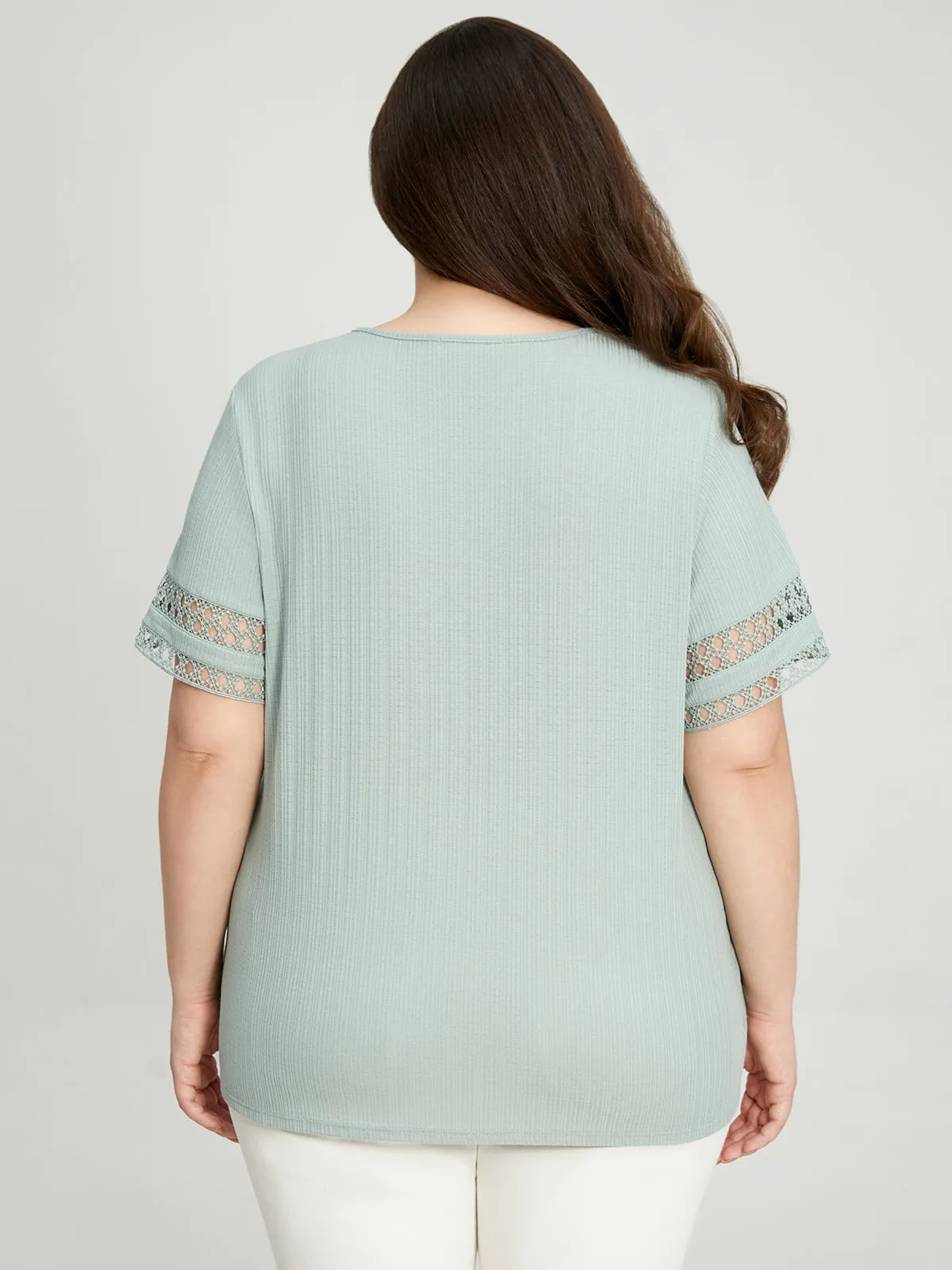 Plus Crewneck Crochet Trim Top sold by 89th & Madison product image thumbnail 2