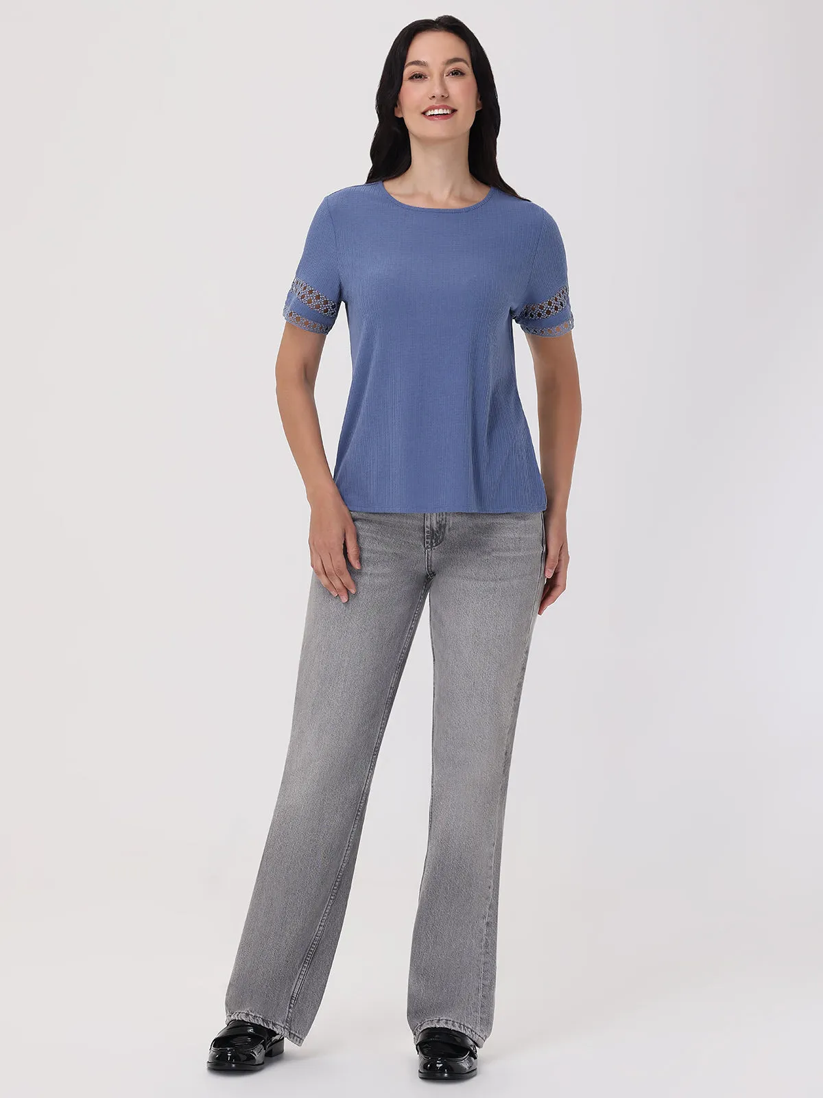 Crewneck Crochet Trim Top sold by 89th & Madison product image thumbnail 5