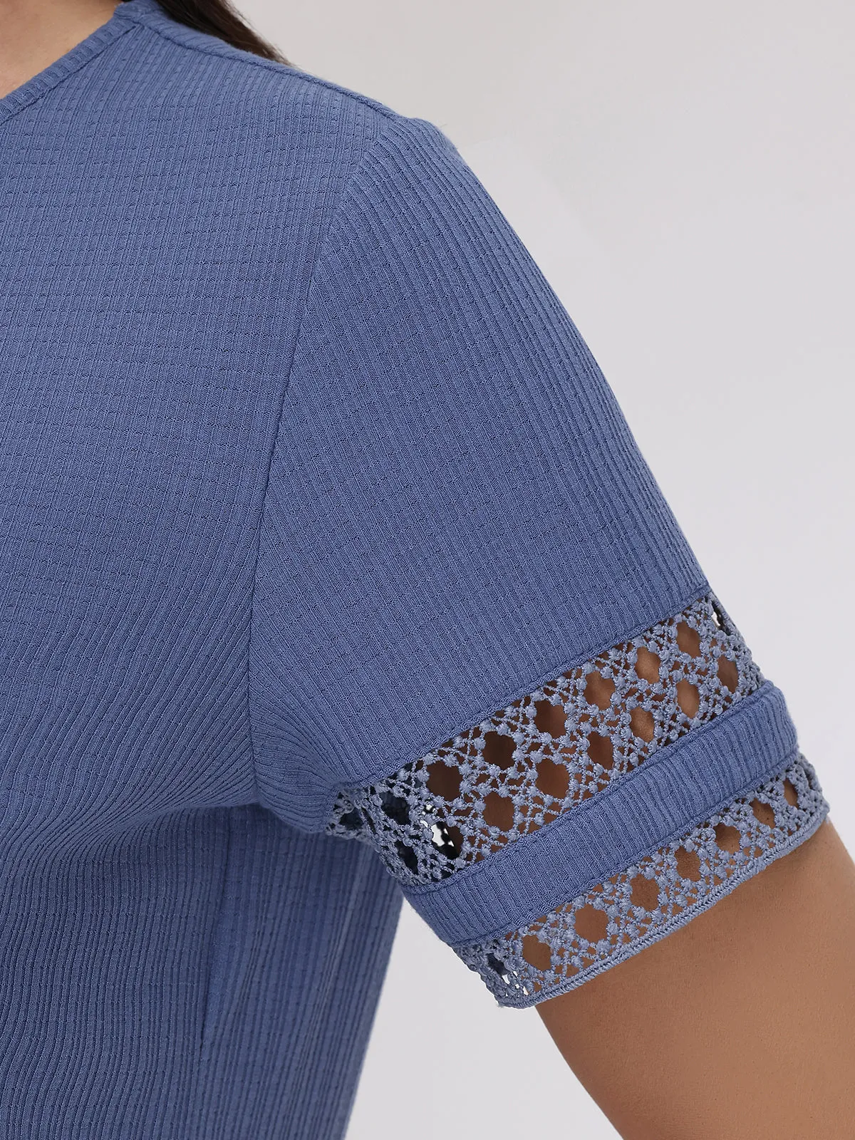 Crewneck Crochet Trim Top sold by 89th & Madison product image thumbnail 4