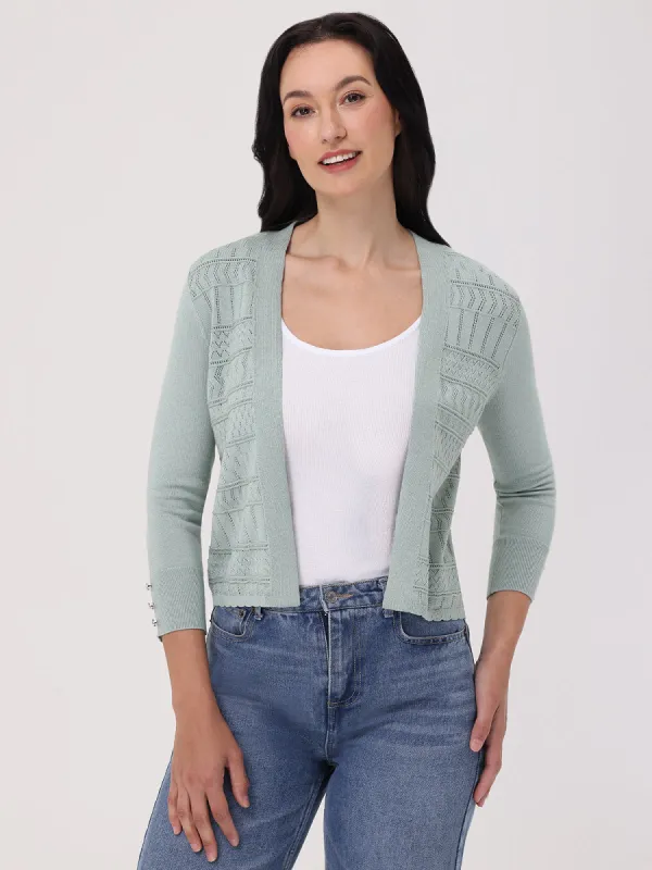 Mixed Pointelle Crop Cardigan sold by 89th & Madison