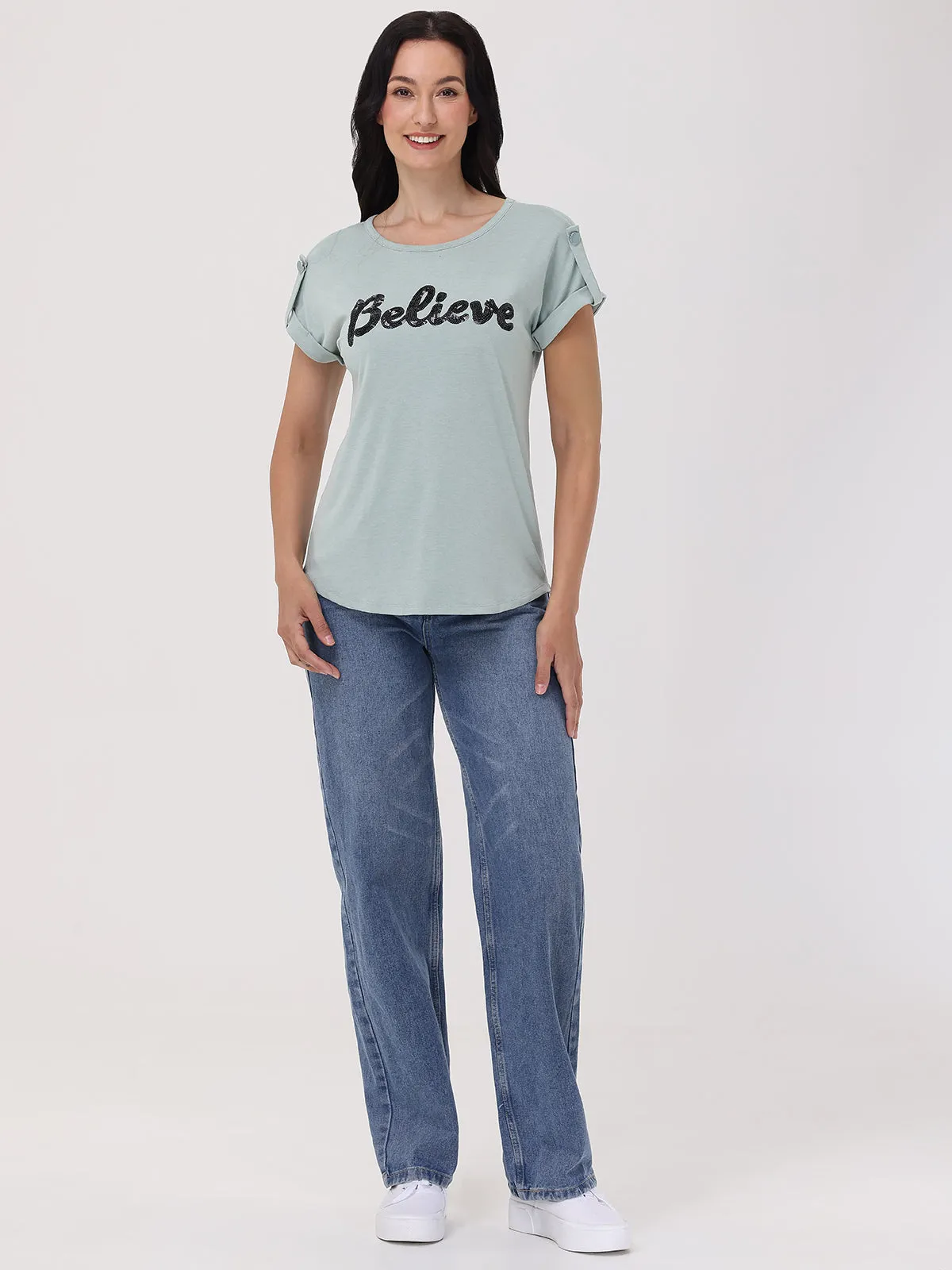 Believe Sequin Graphic Tee sold by 89th & Madison product image thumbnail 5
