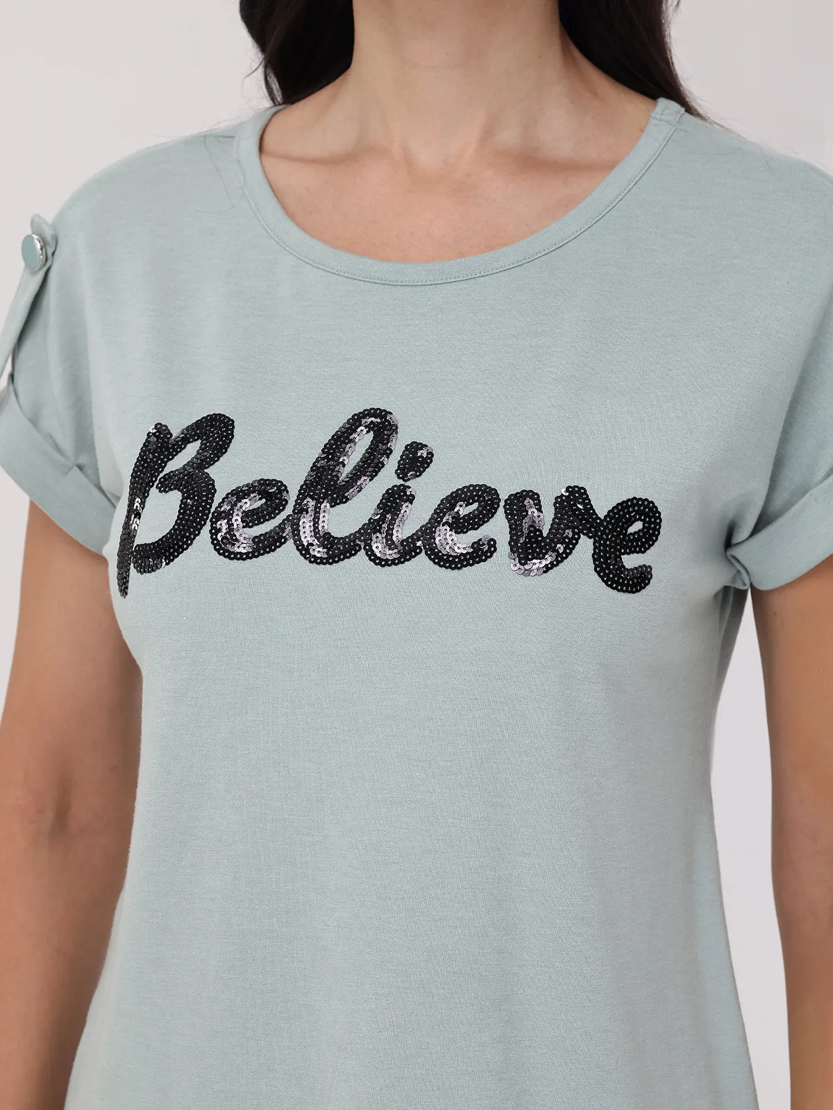 Believe Sequin Graphic Tee sold by 89th & Madison product image thumbnail 4