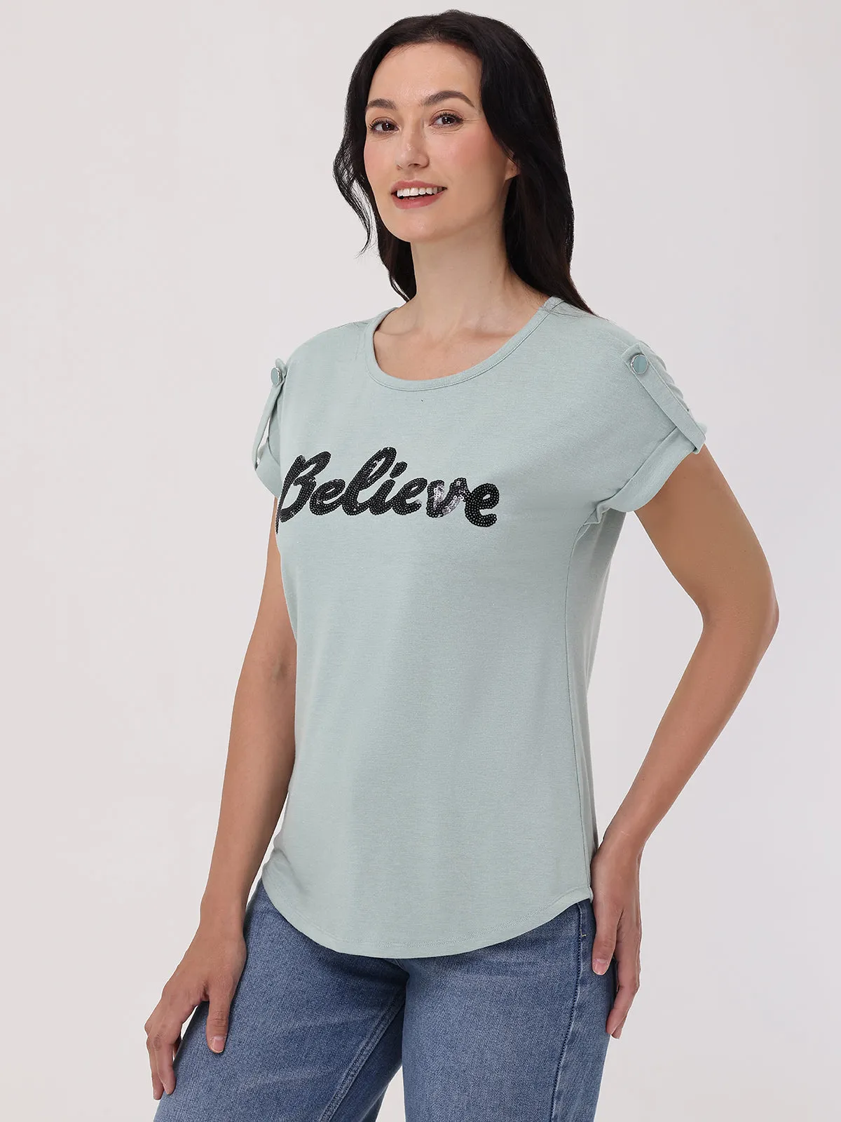 Believe Sequin Graphic Tee sold by 89th & Madison product image thumbnail 3