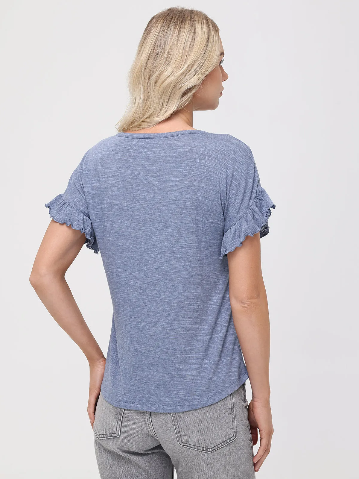 Crochet Trim Ruffle Sleeves Top sold by 89th & Madison product image thumbnail 2