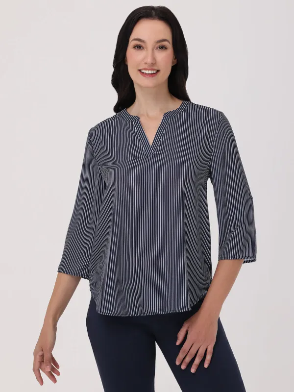 Stripe Split Neck Blouse sold by 89th & Madison